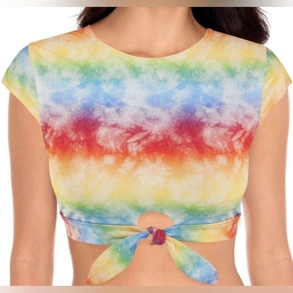 Salt & Cove Rainbow Tie‎ Dye Bikini Top Women XXL Crop Swimwear